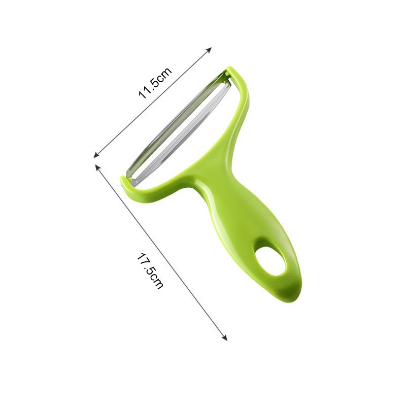 Extra-Wide Stainless Steel Y-Peeler with Green Handle