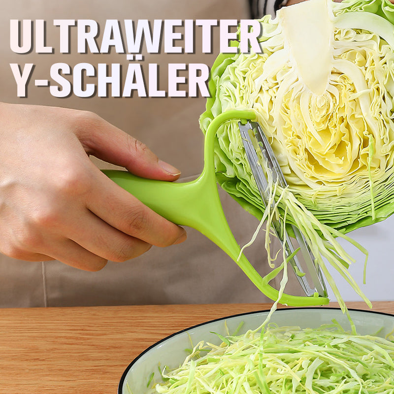 Extra-Wide Stainless Steel Y-Peeler with Green Handle