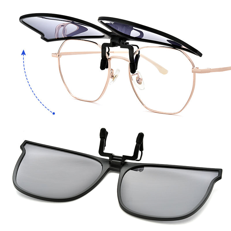Sunglasses Clip for Glasses - UV400 Polarised, Alloy Metal, Oval 60x54mm, view 5