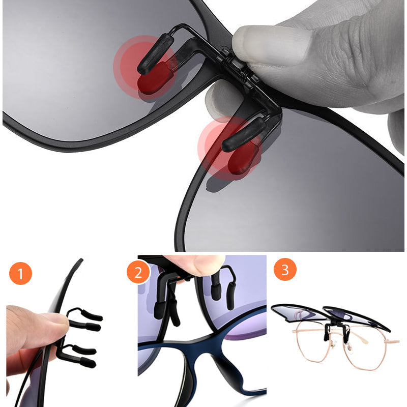Sunglasses Clip for Glasses - UV400 Polarised, Alloy Metal, Oval 60x54mm, view 7