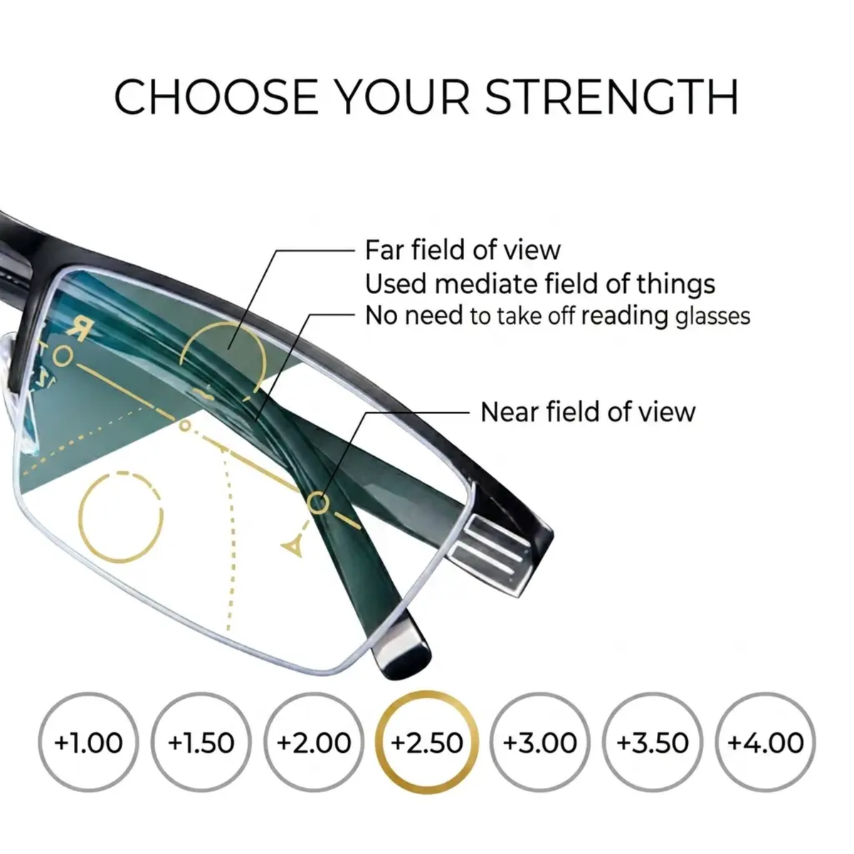 Progressive Glasses for Clear Vision - Polycarbonate Lens, Metal Alloy Frame, view 7