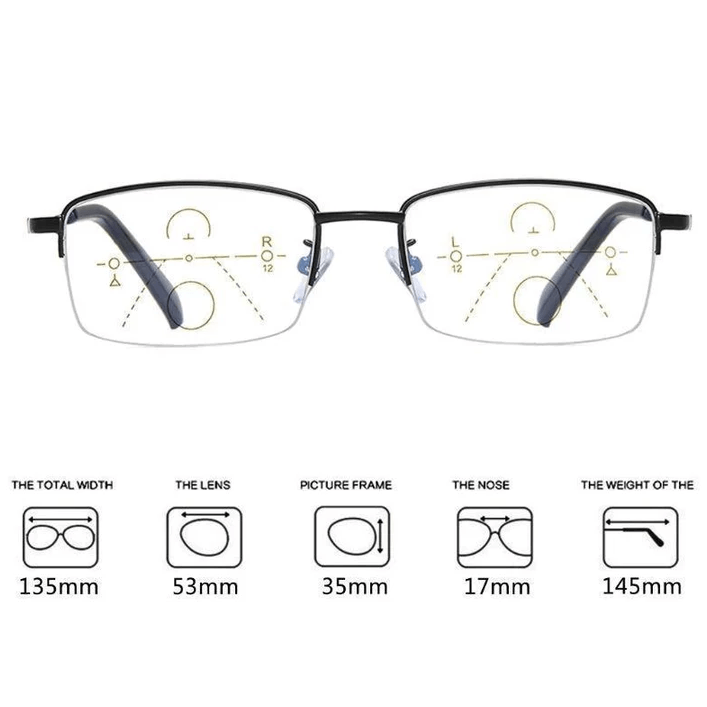 Titanium Progressive Reading Glasses - Multifocal, Anti-Blue Light Lenses, view 8