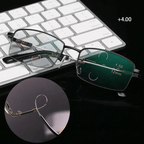 Titanium Progressive Reading Glasses - Multifocal, Anti-Blue Light Lenses