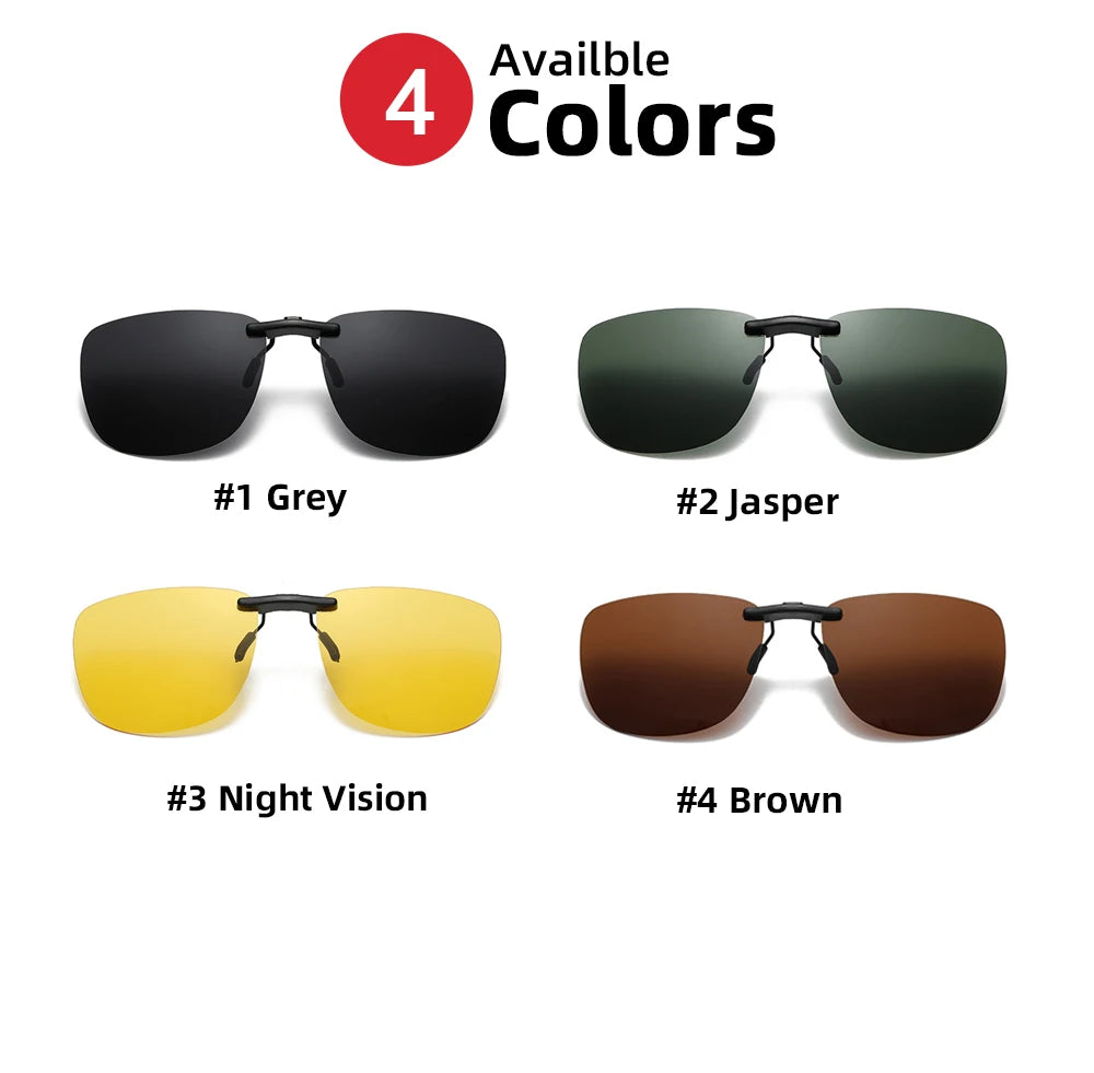 Clip-On Polarized Sunglasses for Glasses - UV400, Square, Lightweight, view 2