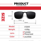 Clip-On Polarized Sunglasses for Glasses - UV400, Square, Lightweight, view 5