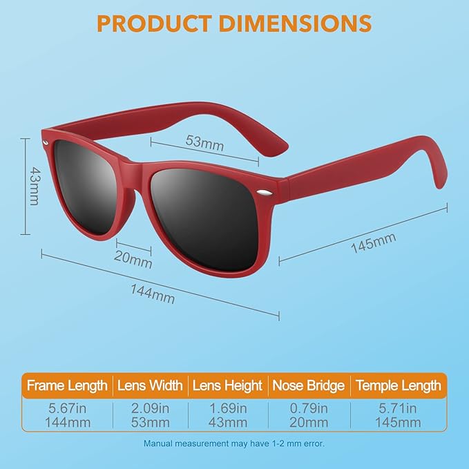 Classic 80's Retro Polarized Sunglasses - UV400, Lightweight Plastic Frame, view 8