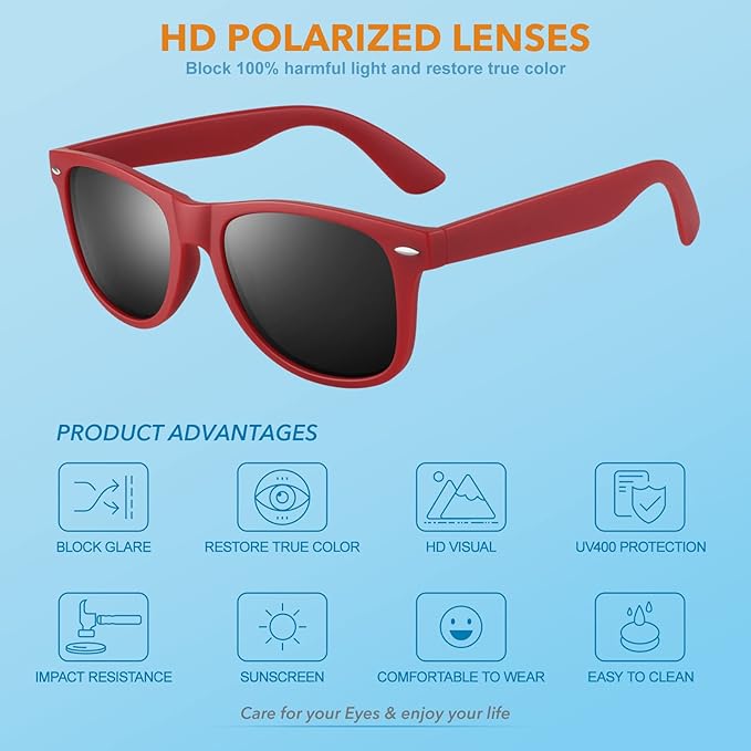 Classic 80's Retro Polarized Sunglasses - UV400, Lightweight Plastic Frame, view 9