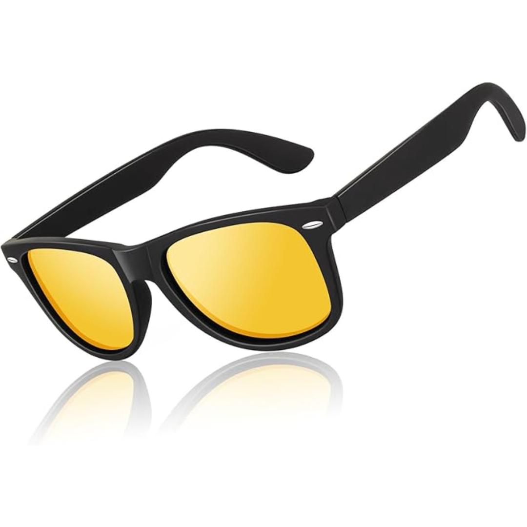 Classic 80's Retro Polarized Sunglasses - UV400, Lightweight Plastic Frame