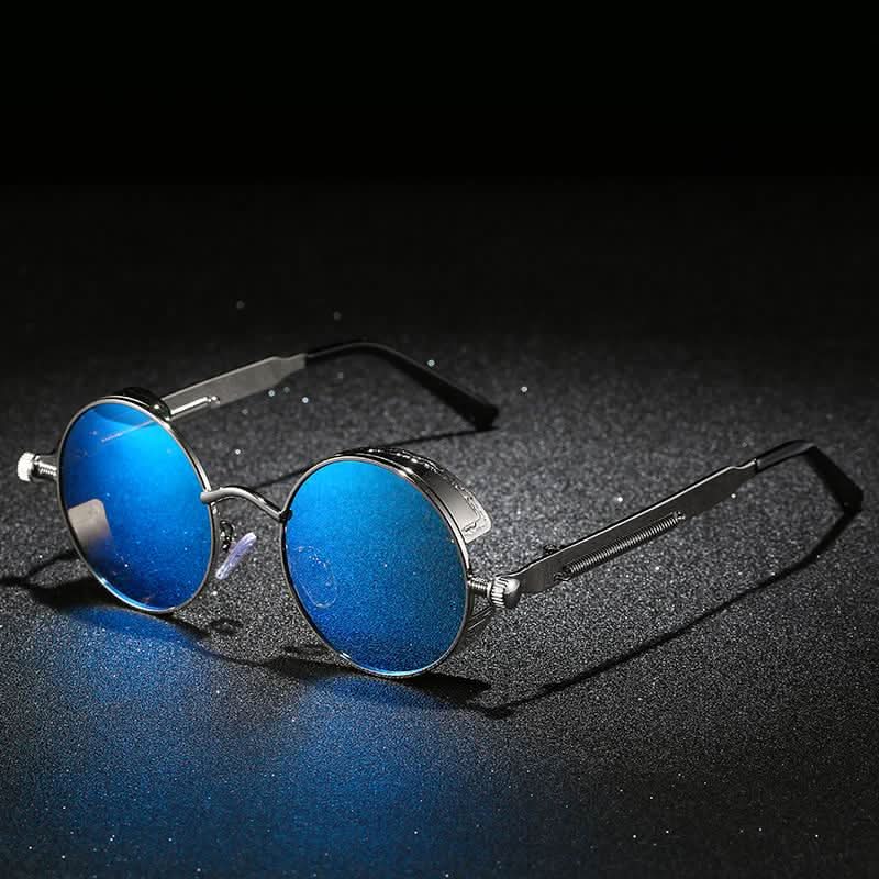 Vintage Round Steampunk Sunglasses Polarized UV400 - Alloy Frame, view 2