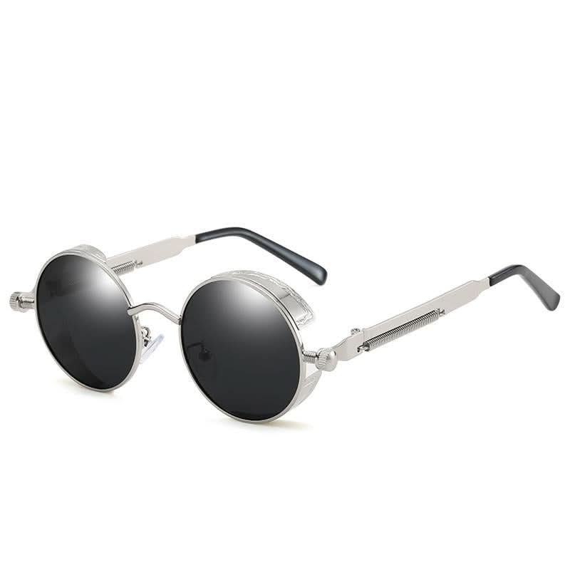 Vintage Round Steampunk Sunglasses Polarized UV400 - Alloy Frame, view 7