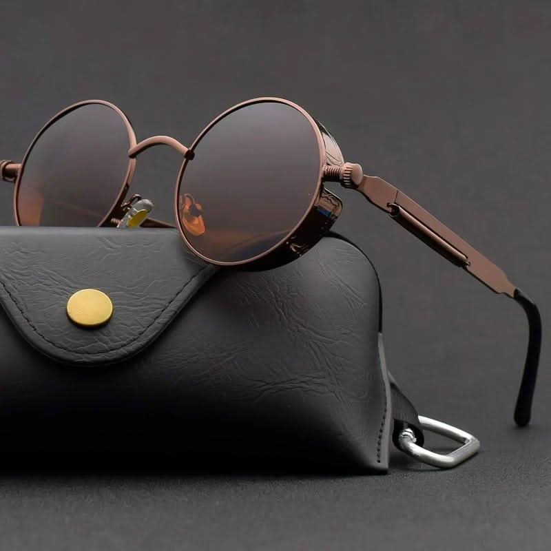 Vintage Round Steampunk Sunglasses Polarized UV400 - Alloy Frame