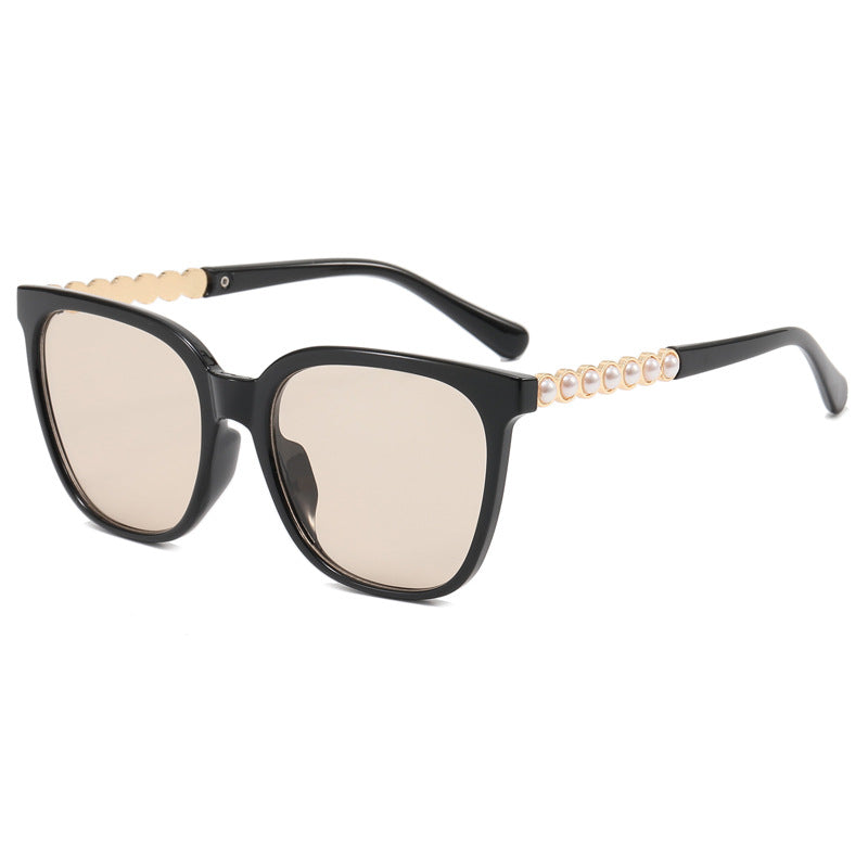 Women's Oversized Sunglasses with Pearl Decoration - UV Protection, view 6