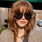 Women Pilot Sunglasses with Modern Metal Frame - High UV Protection
