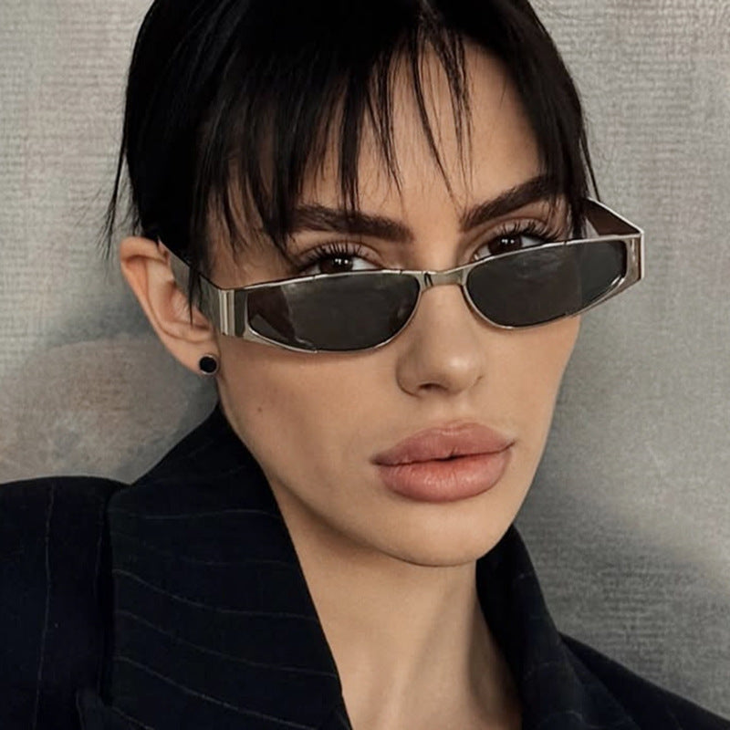 Women Futuristic Slim Sunglasses for Women - UV Protection, Adjustable Nose Pads