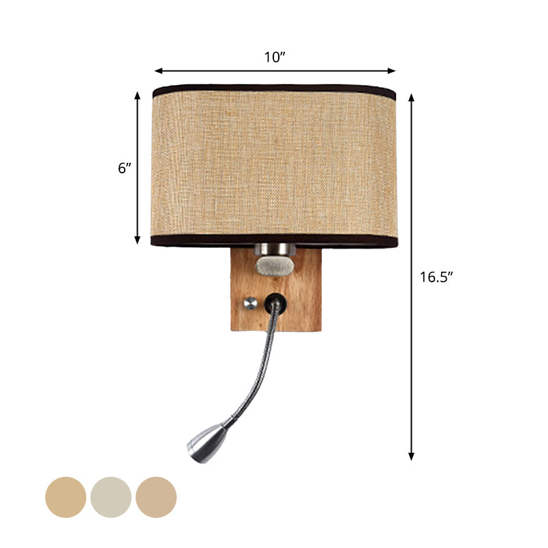 Fabric Shade Wall Reading Light, 16.5 Inch, Beige/Flaxen/Champagne