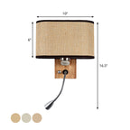 Fabric Shade Wall Reading Light, 16.5 Inch, Beige/Flaxen/Champagne