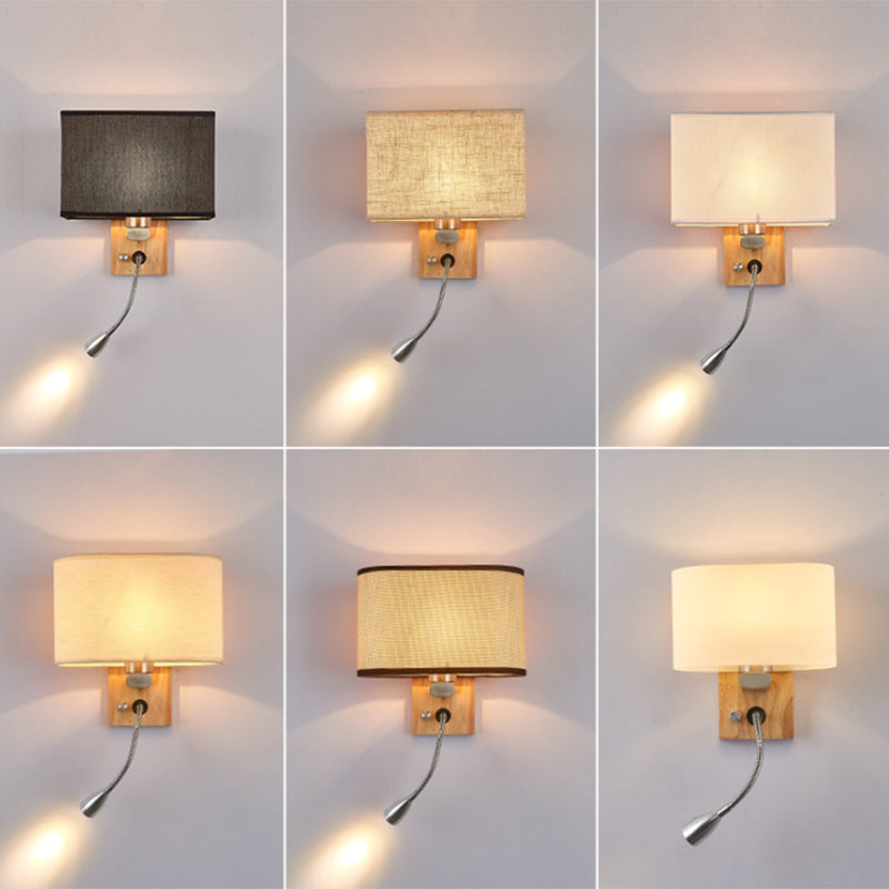 Fabric Shade Wall Reading Light, 16.5 Inch, Beige/Flaxen/Champagne
