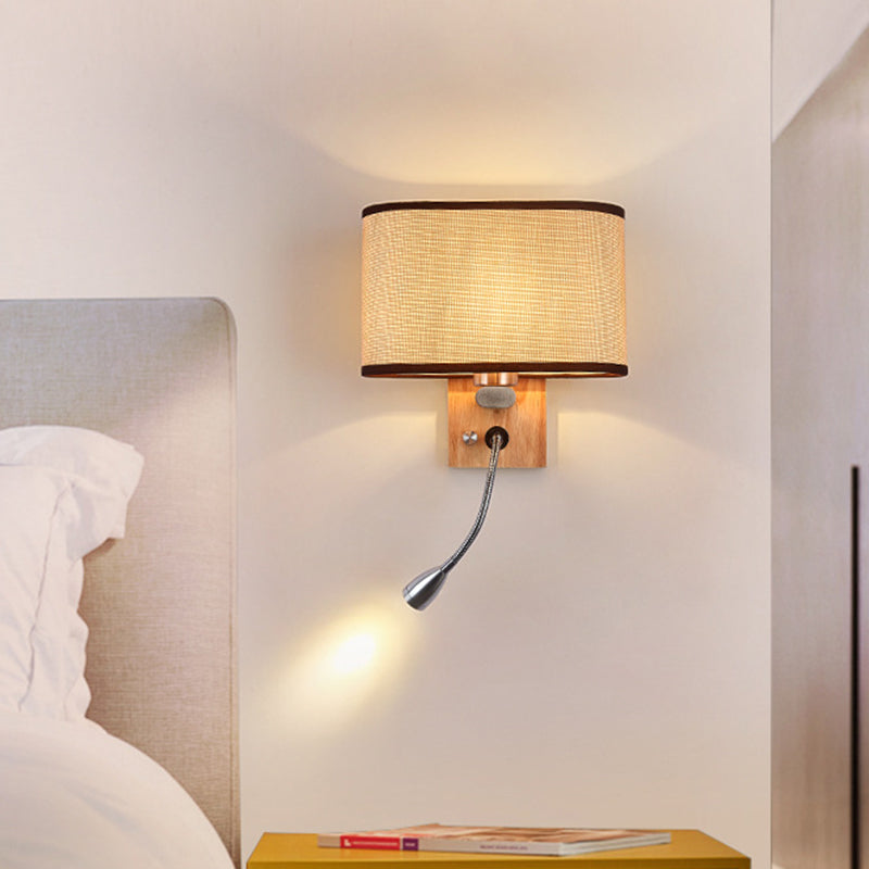 Fabric Shade Wall Reading Light, 16.5 Inch, Beige/Flaxen/Champagne