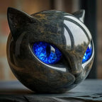 Black Cat Head Decorative Sculpture for Home or Desk - Hypnotic Eyes, view 10