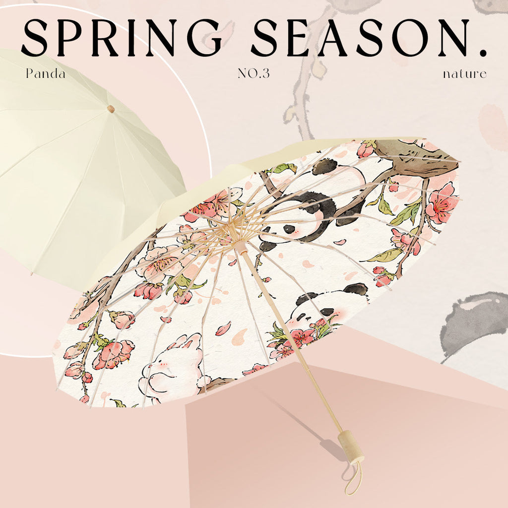 Women's Elegant Folding Sun Umbrella - Floral Design, view 3