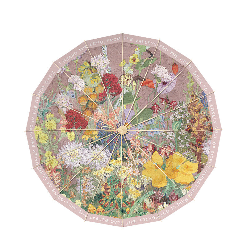 Women's Elegant Folding Sun Umbrella - Floral Design