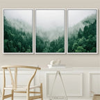 Trio of Misty Forest Canvas Prints for Serene Home Decor | Welvere-Welvere