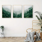 Trio of Misty Forest Canvas Prints for Serene Home Decor | Welvere-Welvere