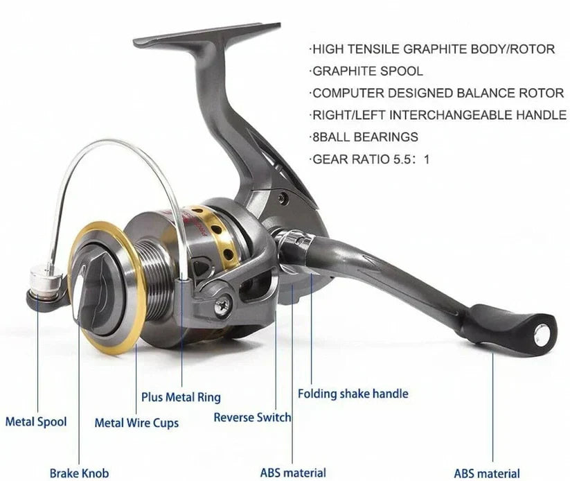 Carbon Fibre Telescopic Fishing Rod & Reel Set - 1.8m, Portable, view 3
