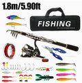 Carbon Fibre Telescopic Fishing Rod & Reel Set - 1.8m, Portable, view 5