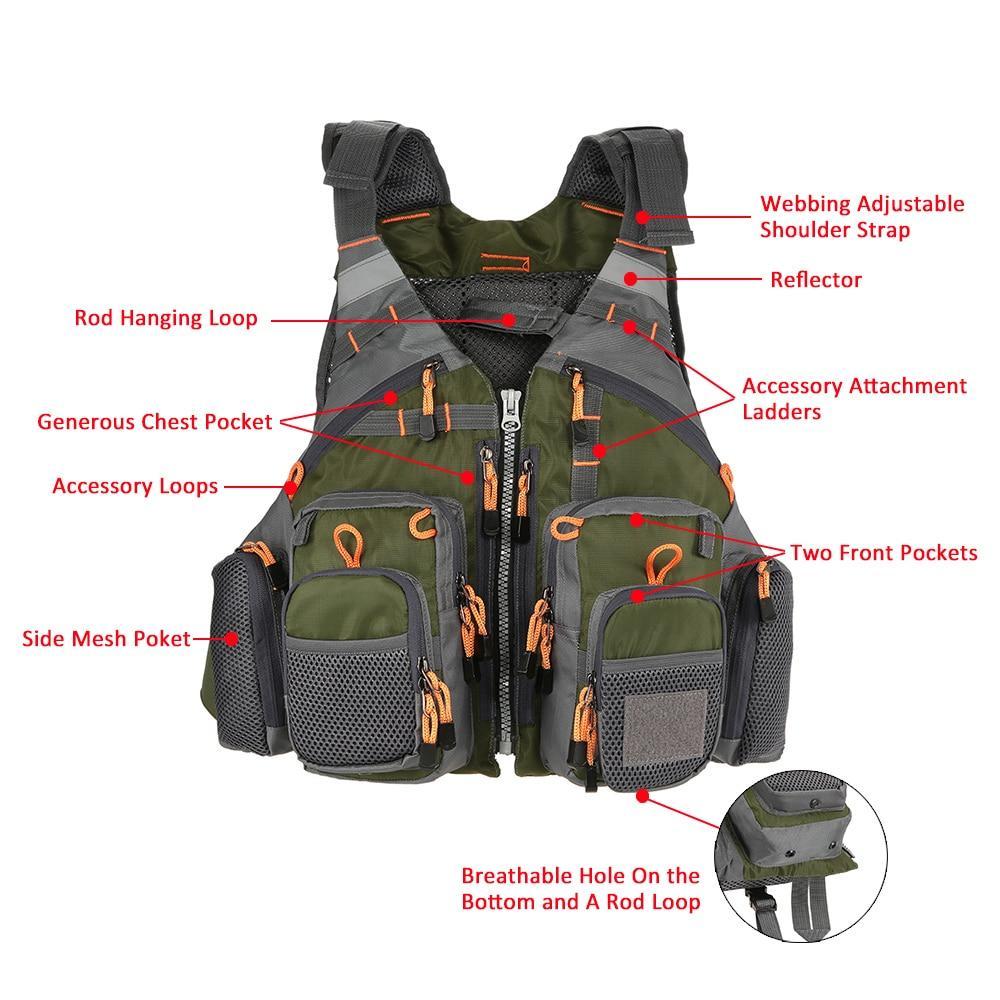 Fishing Life Vest with Replaceable EPE Foam and Adjustable Straps