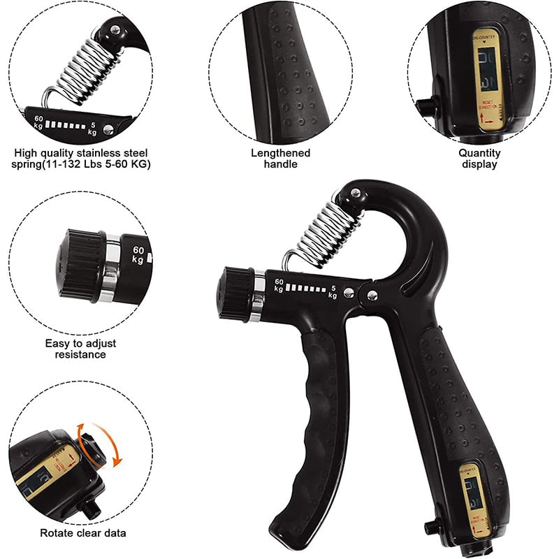 Hand Grip Strengthener Kit 5 Pack - Adjustable Resistance, Compact Size, view 8