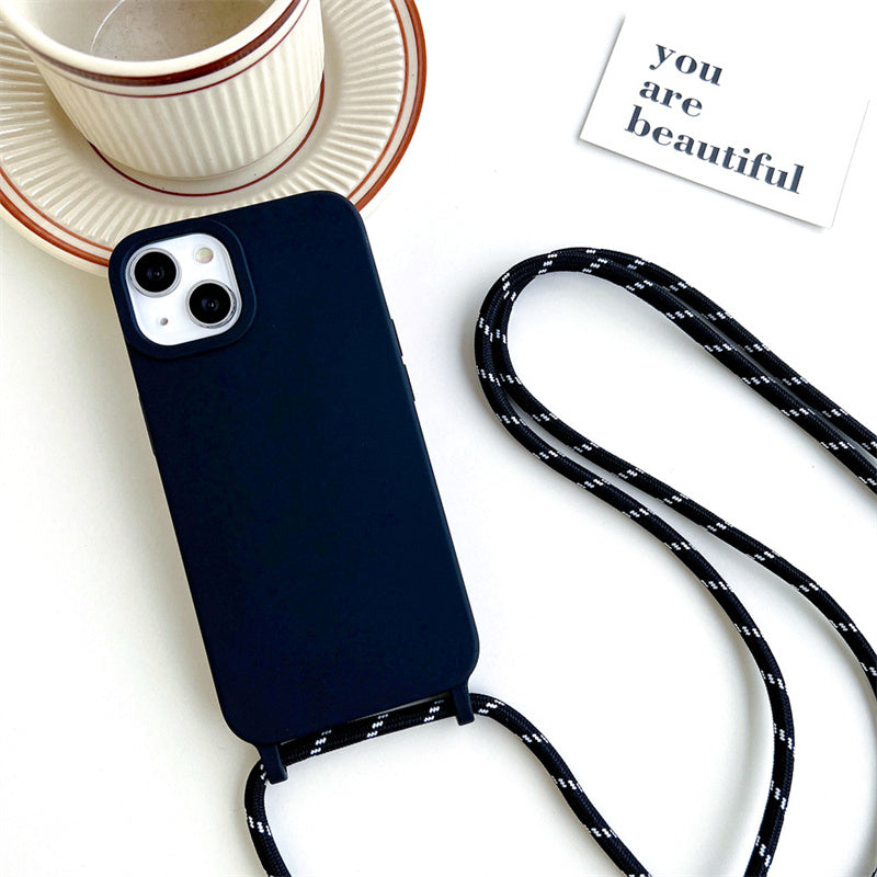 Silicone iPhone Case with Adjustable Polyester Lanyard