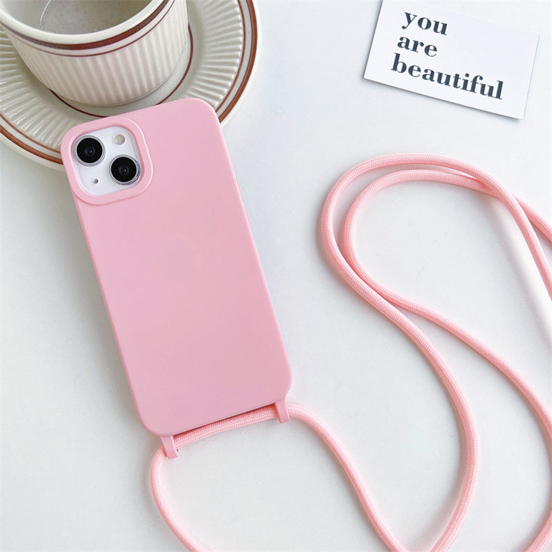 Silicone iPhone Case with Adjustable Polyester Lanyard