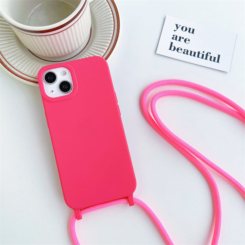 Silicone iPhone Case with Adjustable Polyester Lanyard