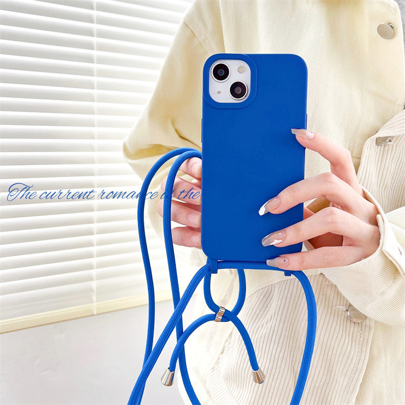 Silicone iPhone Case with Adjustable Polyester Lanyard