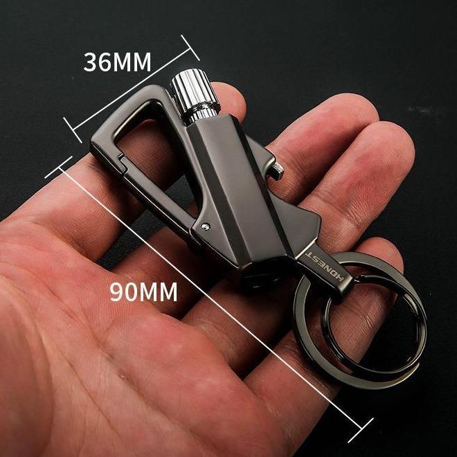 Flint Fire Starter Keychain, Bottle Opener, Stainless Steel, 9.2 x 3.6 cm
