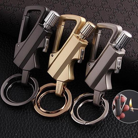 Flint Fire Starter Keychain, Bottle Opener, Stainless Steel, 9.2 x 3.6 cm