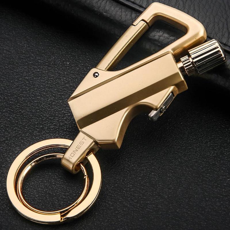 Flint Fire Starter Keychain, Bottle Opener, Stainless Steel, 9.2 x 3.6 cm
