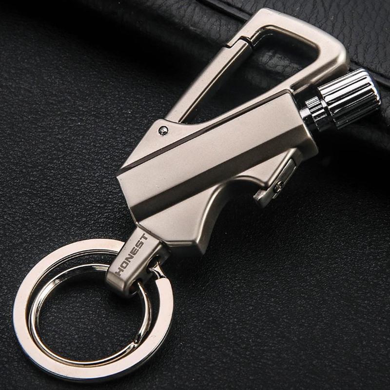 Flint Fire Starter Keychain, Bottle Opener, Stainless Steel, 9.2 x 3.6 cm