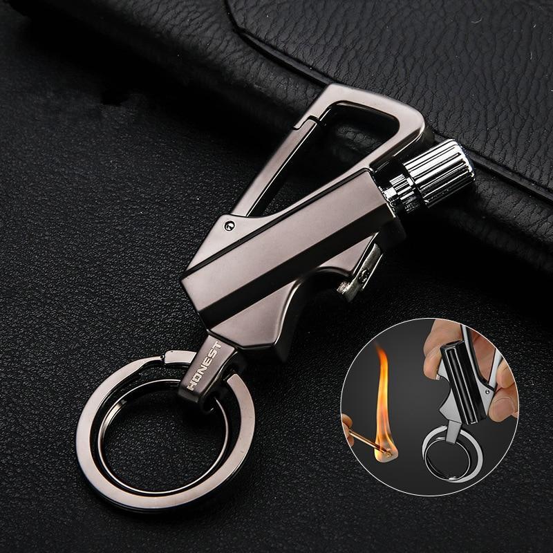Flint Fire Starter Keychain, Bottle Opener, Stainless Steel, 9.2 x 3.6 cm