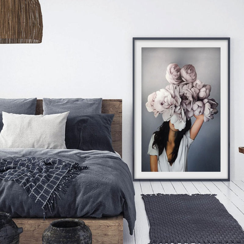 Stunning Floral Girl Canvas Art for Home Decor | Welvere-Welvere