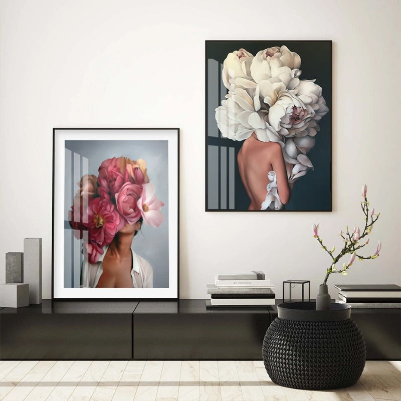 Stunning Floral Girl Canvas Art for Home Decor | Welvere-Welvere
