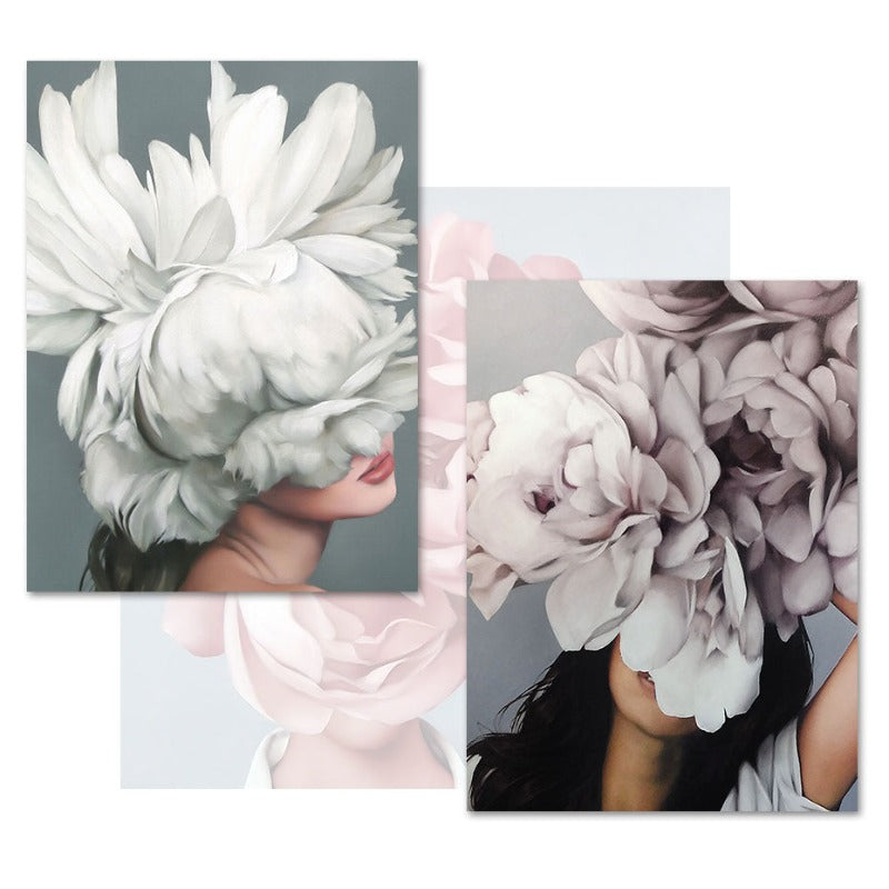 Stunning Floral Girl Canvas Art for Home Decor | Welvere-Welvere