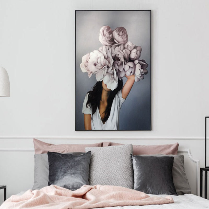 Stunning Floral Girl Canvas Art for Home Decor | Welvere-Welvere