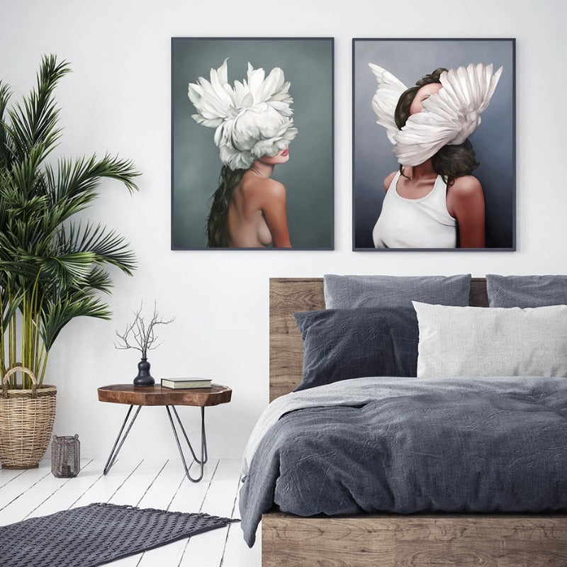 Stunning Floral Girl Canvas Art for Home Decor | Welvere-Welvere