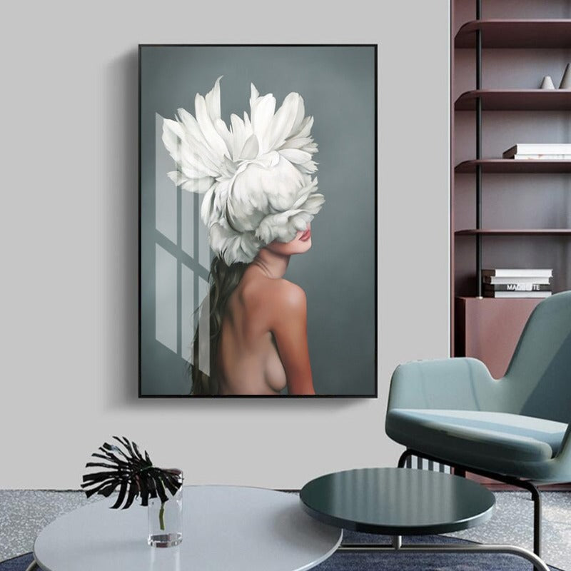 Stunning Floral Girl Canvas Art for Home Decor | Welvere-Welvere