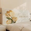 Floral Padded Headboard Slipcover with Inspirational Script