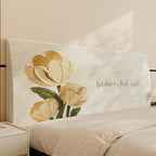 Floral Padded Headboard Slipcover with Inspirational Script
