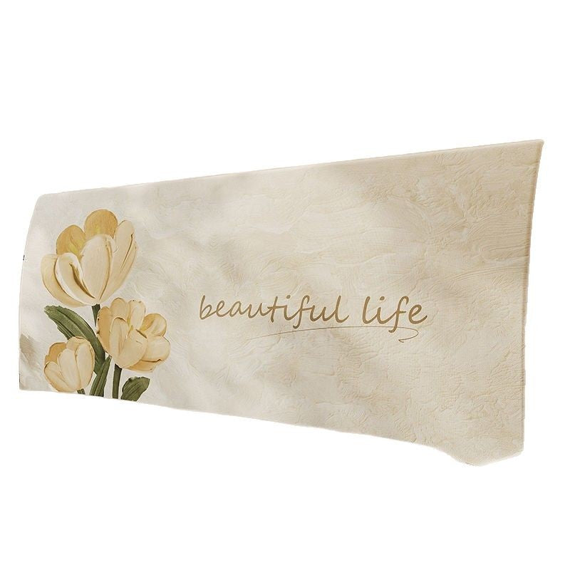 Floral Padded Headboard Slipcover with Inspirational Script