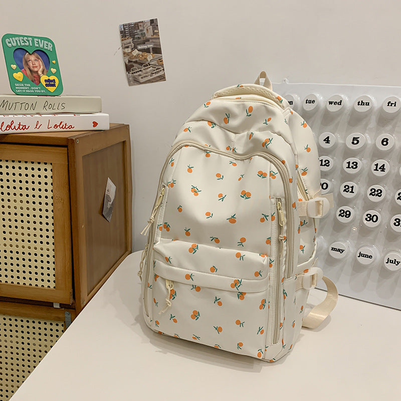 Floral Print School Backpack with Adjustable Padded Straps